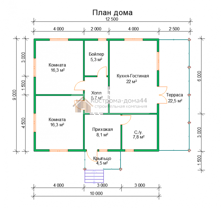 Дом из бруса 12.5х9 — проект ДБ-97, вид 4