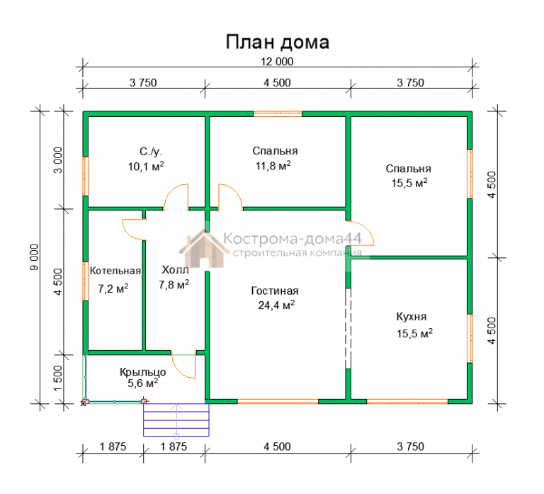 Дом из бруса 9х12 — проект ДБ-99, вид 4