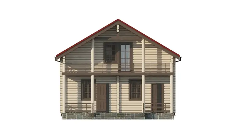 Баня из бревна 8,4×9,1, проект ББ-18: фасад, ракурс 2