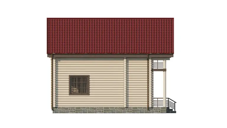 Баня из бревна 8,4×9,1, проект ББ-18: фасад, ракурс 5
