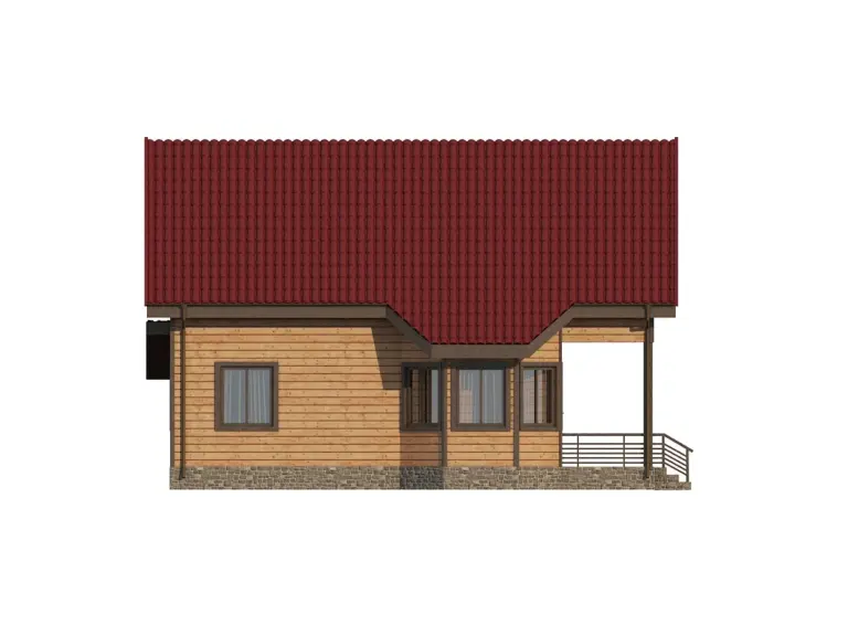 Дом из бруса 10,2×10, проект ДБ-149: фасад, ракурс 4