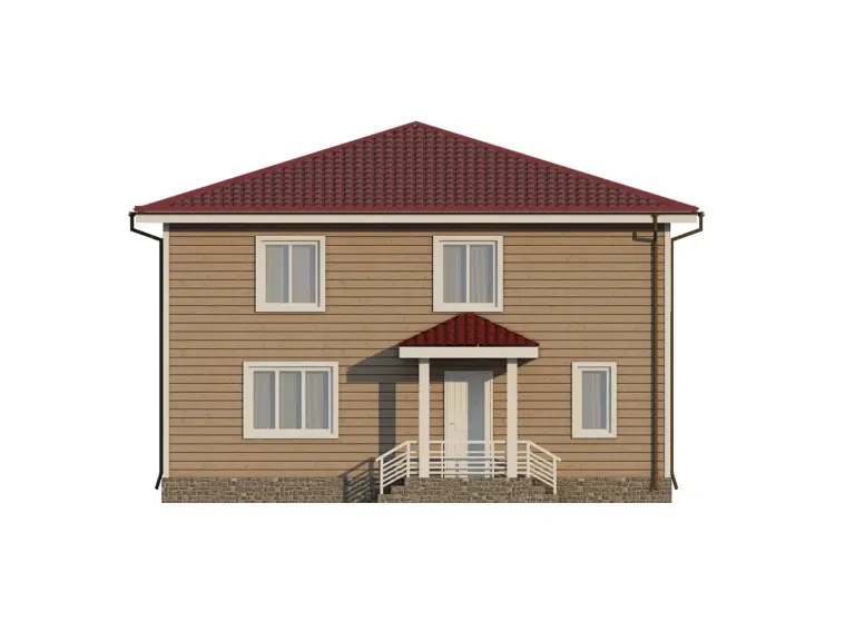 Дом из бруса 10×11,2, проект ДБ-148: фасад, ракурс 2
