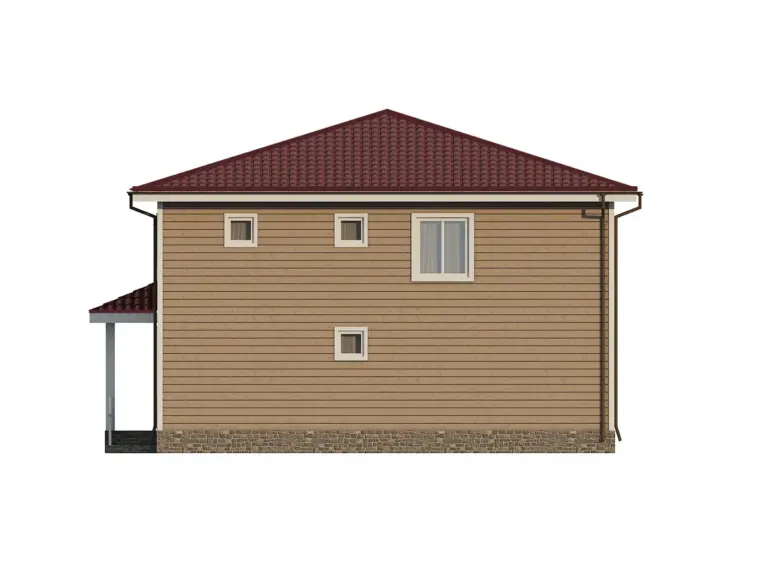 Дом из бруса 10×11,2, проект ДБ-148: фасад, ракурс 4