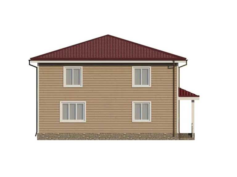 Дом из бруса 10×11,2, проект ДБ-148: фасад, ракурс 5