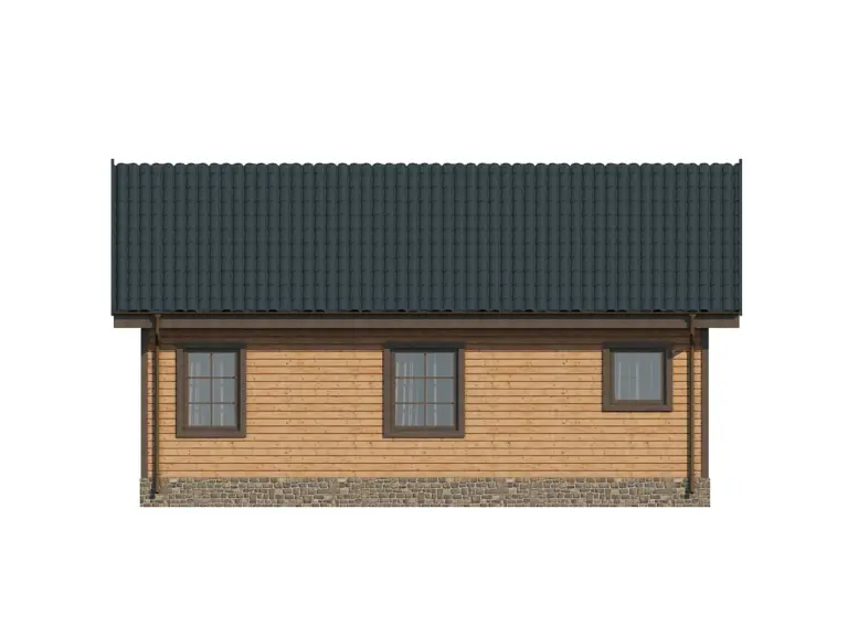 Дом из бруса 10×8, проект ДБ-124: фасад, ракурс 3