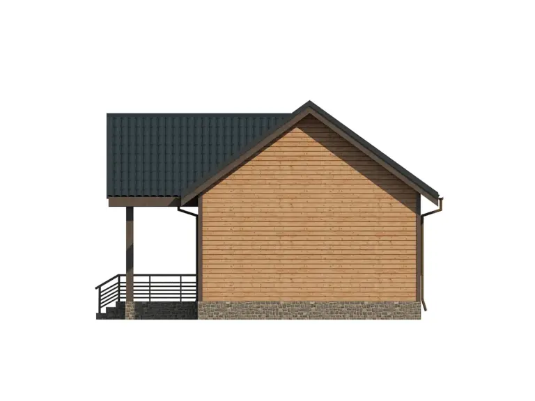 Дом из бруса 10×8, проект ДБ-124: фасад, ракурс 4