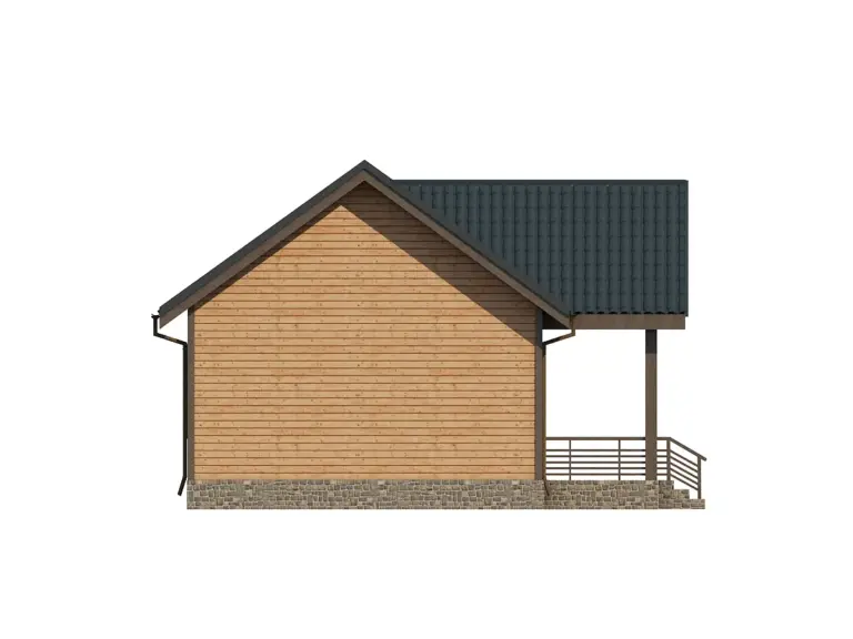 Дом из бруса 10×8, проект ДБ-124: фасад, ракурс 5