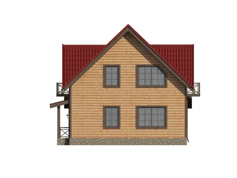 Дом из бруса 11,5×8, проект ДБ-104: фасад, ракурс 3