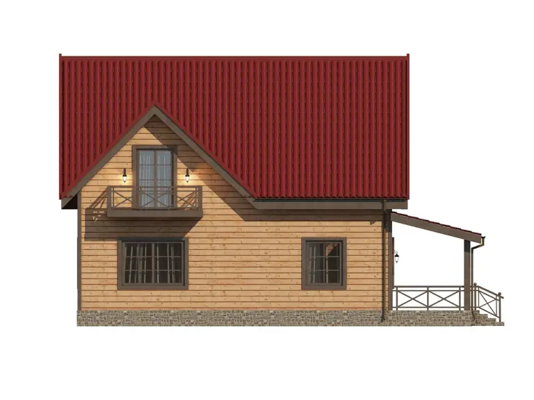 Дом из бруса 11,5×8, проект ДБ-104: фасад, ракурс 5