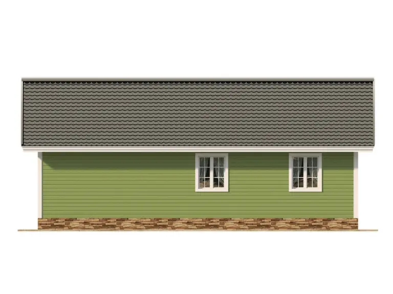 Дом из бруса 11×8,5, проект ДБ-165: фасад, ракурс 4