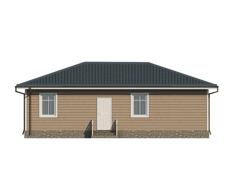 Дом из бруса 12×11, проект ДБ-115: фасад, ракурс 2