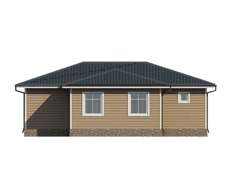 Дом из бруса 12×11, проект ДБ-115: фасад, ракурс 3