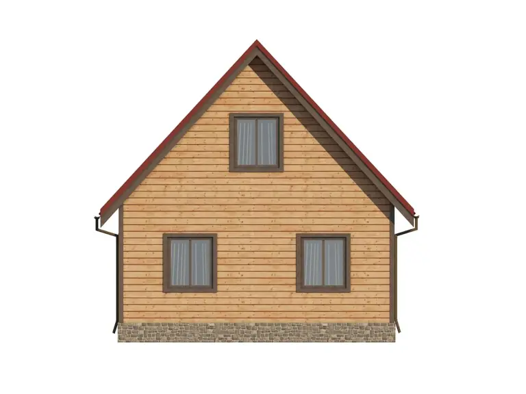 Дом из бруса 7×9, проект ДБ-155: фасад, ракурс 3