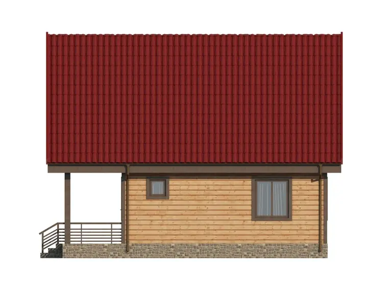 Дом из бруса 7×9, проект ДБ-155: фасад, ракурс 4