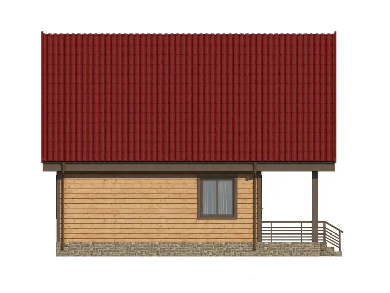 Дом из бруса 7×9, проект ДБ-155: фасад, ракурс 5
