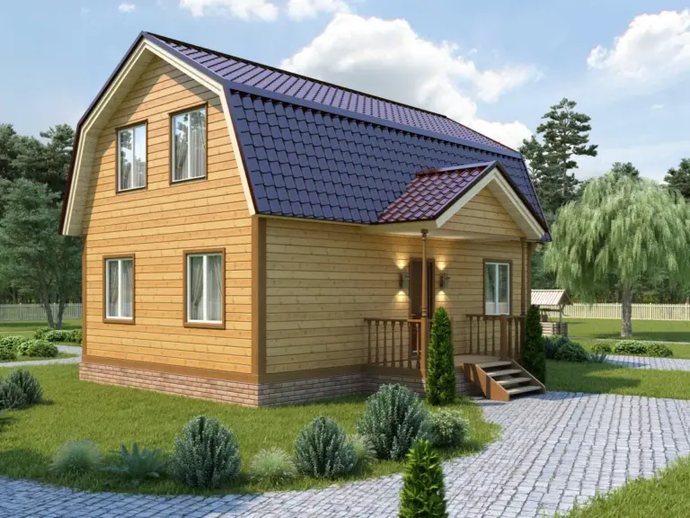 Дом из бруса 8,5×11, проект ДБ-161: внешний вид, ракурс 2