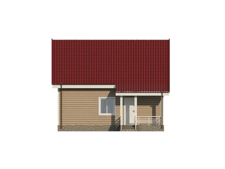 Дом из бруса 8,5×9,5, проект ДБ-154: фасад, ракурс 2