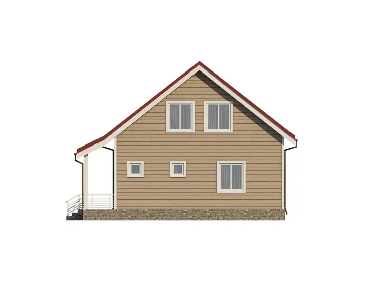 Дом из бруса 8,5×9,5, проект ДБ-154: фасад, ракурс 4