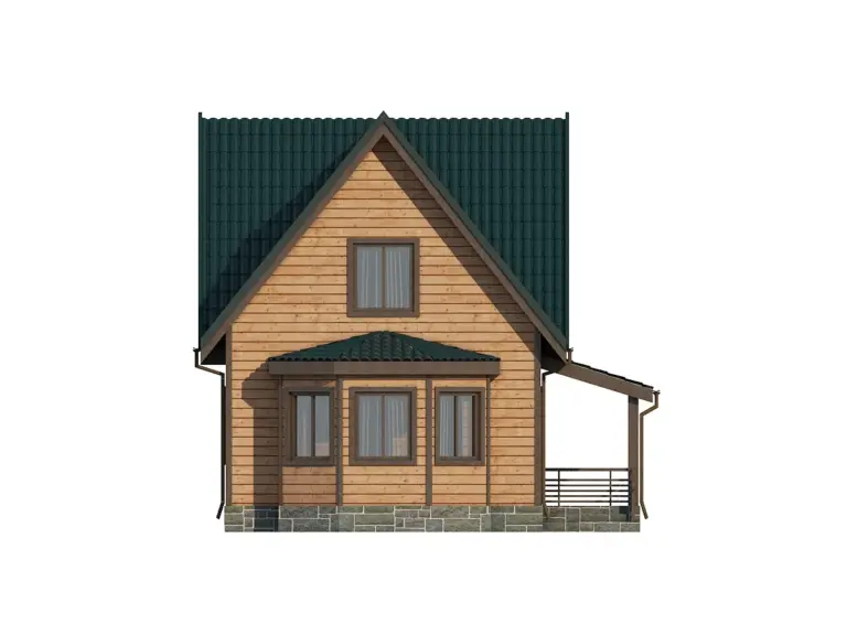 Дом из бруса 8×11, проект ДБ-156: фасад, ракурс 2