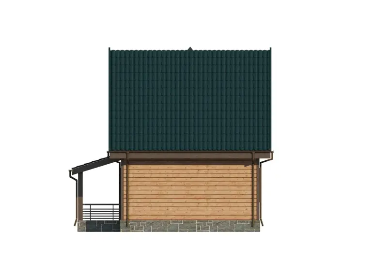 Дом из бруса 8×11, проект ДБ-156: фасад, ракурс 3