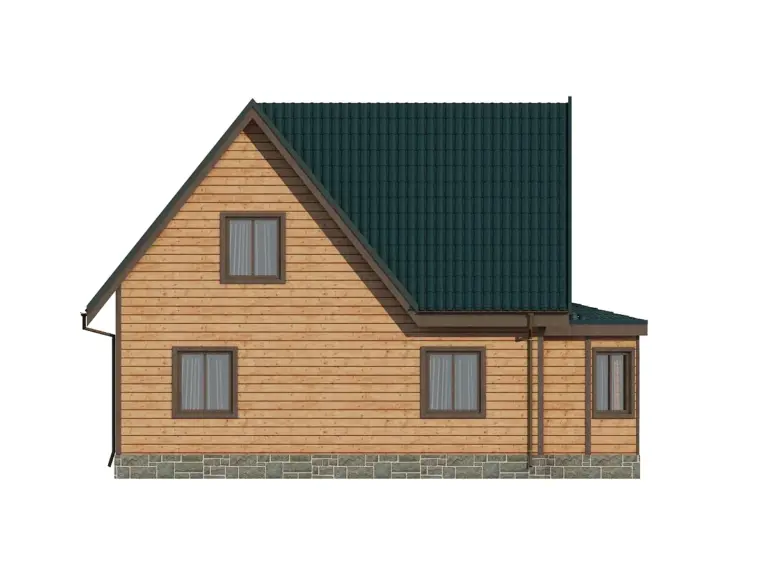 Дом из бруса 8×11, проект ДБ-156: фасад, ракурс 5