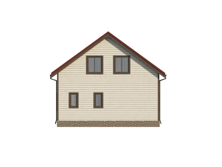 Дом из бруса 8×8, проект ДБ-152: фасад, ракурс 2