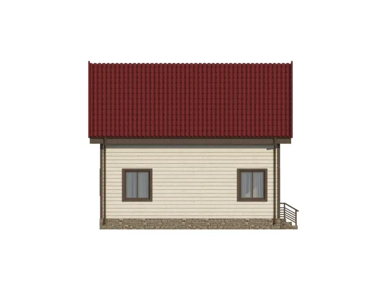 Дом из бруса 8×8, проект ДБ-152: фасад, ракурс 3