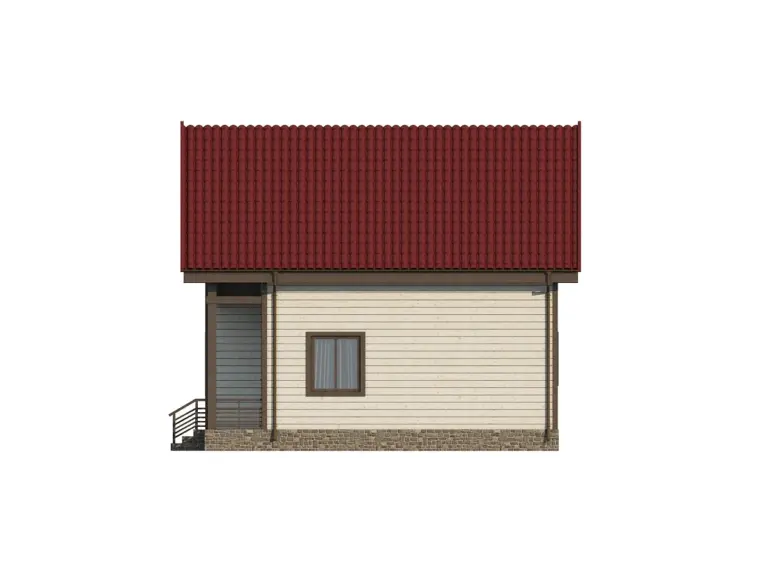 Дом из бруса 8×8, проект ДБ-152: фасад, ракурс 4