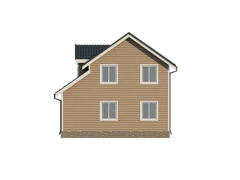 Дом из бруса 8×9, проект ДБ-151: фасад, ракурс 3