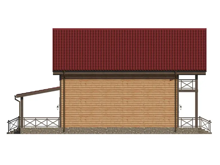 Дом из бруса 9×13, проект ДБ-101: фасад, ракурс 4